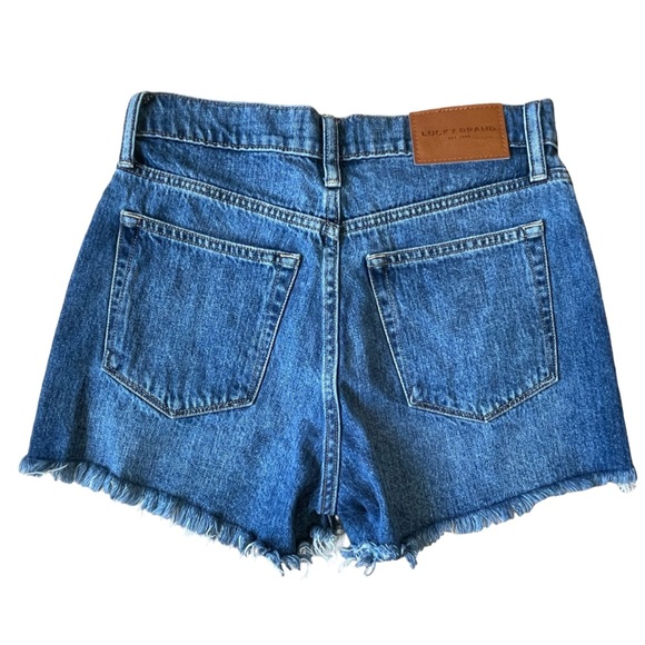 Lucky Brand Mom High Rise Denim Shorts Frayed Hem Button Fly - Size 0/25 - Picture 6 of 15